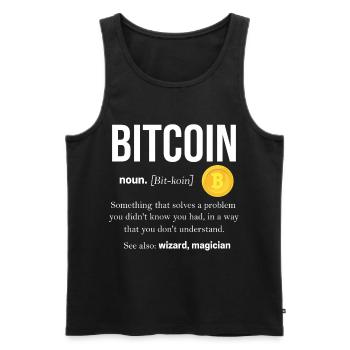Bitcoin - Débardeur bio Premium Homme - noir - Devant - Michal (187cm)