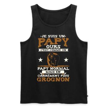 Papy Ours Cadeau pour Grand-Père - Débardeur bio Premium Homme - noir - Devant - AI Model Male 178 light (178cm)