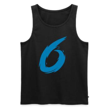 Number 6 - Men's Premium Organic Tank Top - black - Front - AI Model Male 178 light (178cm)