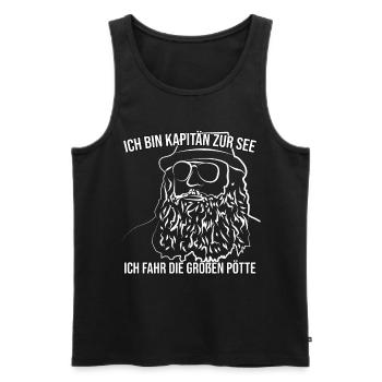 Ich bin Kapitän zur See, Ich fahr die großen Pötte - Männer Premium Bio Tank Top - Schwarz - Vorne - AI Model Male 178 light (178cm)