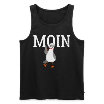 Moin Moin Möwe am Kiel am Meer - Männer Premium Bio Tank Top - Schwarz - Vorne - Michal (187cm)