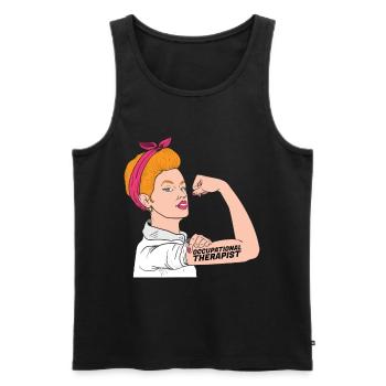 Ergotherapeut Rosie The Riveter - Männer Premium Bio Tank Top - Schwarz - Vorne - AI Model Male 178 light (178cm)