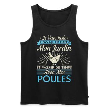Papy Poule - Jardinage Cadeaux - Débardeur bio Premium Homme - noir - Devant - AI Model Male 178 light (178cm)