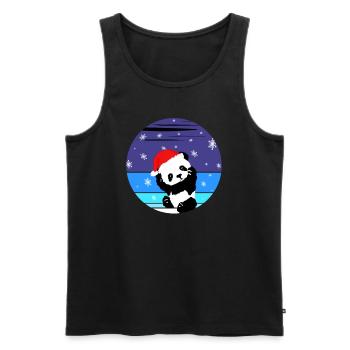 Un Doux Petit Panda Avec un bonnet de Noël - Débardeur bio Premium Homme - noir - Devant - AI Model Male 178 light (178cm)