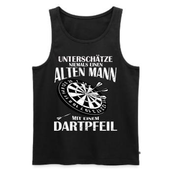 Dart Dartpfeil Alter Mann Dartspieler - Männer Premium Bio Tank Top - Schwarz - Vorne - Michal (187cm)