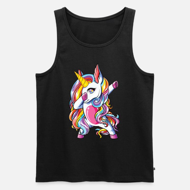 Dabbing Unicorn - Männer Premium Bio Tank Top - Schwarz