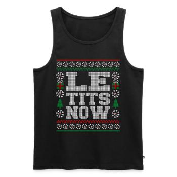 Le Tits Now Funny Ugly Christmas Pattern - Men's Premium Organic Tank Top - black - Front - AI Model Male 178 light (178cm)