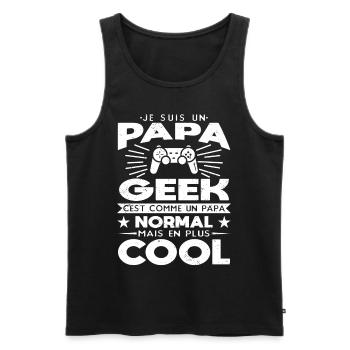 Je suis un Papa Geek | Cadeau Gaming - Débardeur bio Premium Homme - noir - Devant - AI Model Male 178 light (178cm)