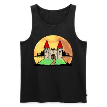 Middle Ages Castle Castle Fortress Nature Fantasy - Men's Premium Organic Tank Top - black - Front - AI Model Male 178 light (178cm)