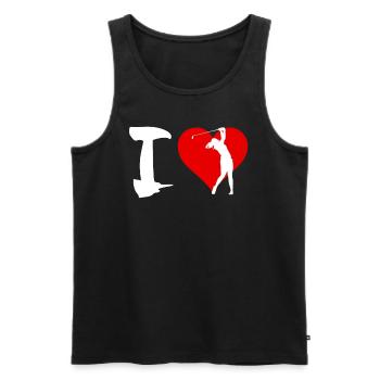 Golf joueurs de golf femme I love golf - Débardeur bio Premium Homme - noir - Devant - AI Model Male 178 light (178cm)
