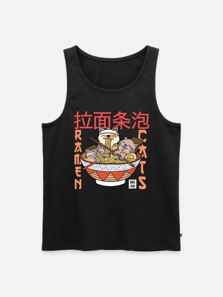 Ramen e gatti - noodles cat Japan - Canottiera ecologica premium da uomo - nero