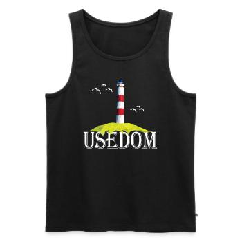 Usedom island lighthouse Baltic Sea seagull gift - Men's Premium Organic Tank Top - black - Front - AI Model Male 178 light (178cm)