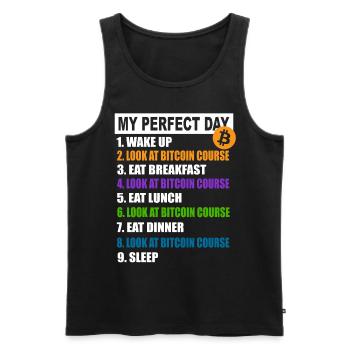My Perfect Day Bitcoin - Cryptocurrency Daily Schedule - Men's Premium Organic Tank Top - black - Front - Michal (187cm)