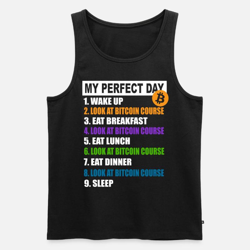 My Perfect Day Bitcoin - Programme quotidien de crypto-monnaie - Débardeur bio Premium Homme - noir