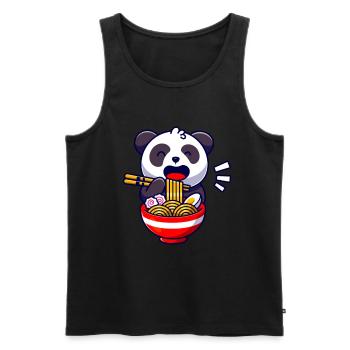 L'ours panda mignon mange une soupe de nouilles ramen - Débardeur bio Premium Homme - noir - Devant - Michal (187cm)
