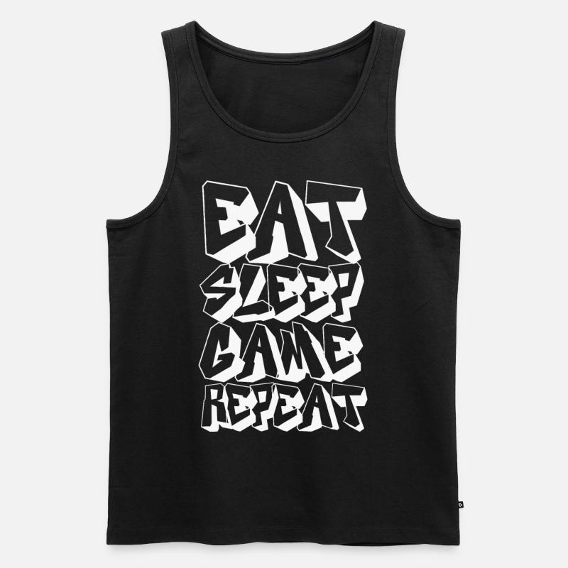 Eat Sleep Game Repeat - Männer Premium Bio Tank Top - Schwarz