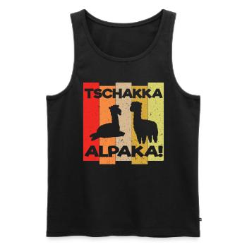Alpaca Lama Alpacas Tschakka Funny Gift - Men's Premium Organic Tank Top - black - Front - AI Model Male 178 light (178cm)