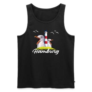 Hamburg Hamburger norddeutsch Möwe Geschenk - Männer Premium Bio Tank Top - Schwarz - Vorne - Michal (187cm)