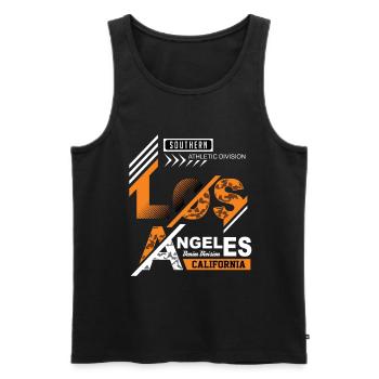 Los Angeles La - Débardeur bio Premium Homme - noir - Devant - AI Model Male 178 light (178cm)
