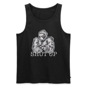 Böses Faultier Shut up - Männer Premium Bio Tank Top - Schwarz - Vorne - AI Model Male 178 light (178cm)
