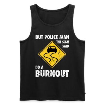 Police signe de la circulation voiture blague d'épuisement - Débardeur bio Premium Homme - noir - Devant - AI Model Male 178 light (178cm)