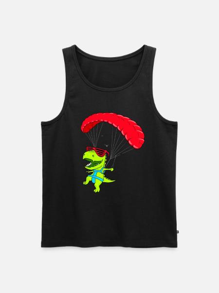 Funny Hang glider dinosaur paraglider flight - Men's Premium Organic Tank Top - black