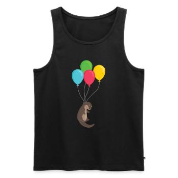 Loutre sur ballons loutre cadeau animal mignon - Débardeur bio Premium Homme - noir - Devant - AI Model Male 178 light (178cm)