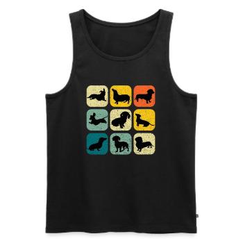 Dackel Dachshund Retro Edition 9 - Männer Premium Bio Tank Top - Schwarz - Vorne - Michal (187cm)