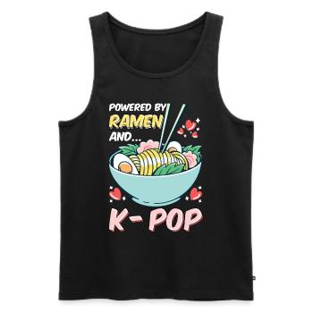Powered by Ramen and Kpop k-pop gift saying - Men's Premium Organic Tank Top - black - Front - AI Model Male 178 light (178cm)