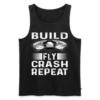 Build Fly Crash Repeat Drones Pilot Quadricopter - Débardeur bio Premium Homme - noir - Devant - AI Model Male 178 light (178cm)