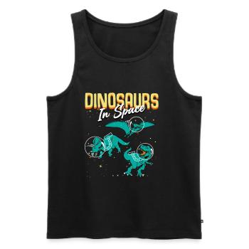 dinosaure dans l'espace - Débardeur bio Premium Homme - noir - Devant - Michal (187cm)