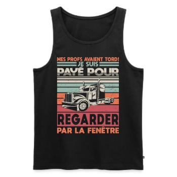 Humour Cadeau pour Routier - Débardeur bio Premium Homme - noir - Devant - AI Model Male 178 light (178cm)