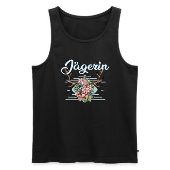 Jägerin Geweih Hirsch Rotwild Jäger Geschenk - Männer Premium Bio Tank Top - Schwarz - Vorne - AI Model Male 178 light (178cm)