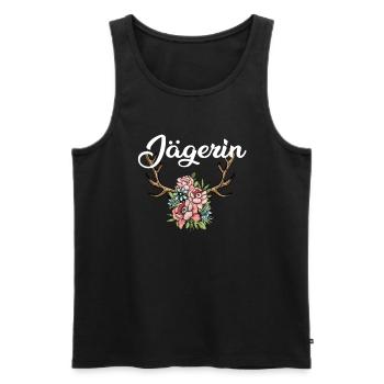 Jägerin Geweih Hirsch Rotwild Jäger Geschenk - Männer Premium Bio Tank Top - Schwarz - Vorne - AI Model Male 178 light (178cm)