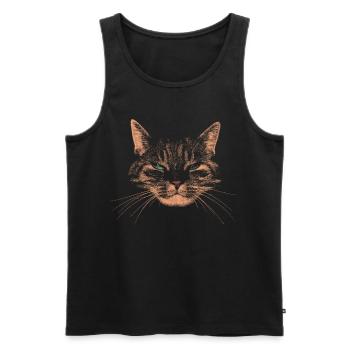 Juger le chat aux yeux verts - Débardeur bio Premium Homme - noir - Devant - AI Model Male 178 light (178cm)