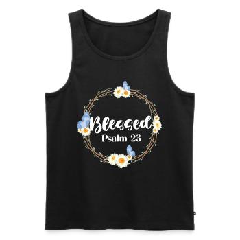 Christlicher Bibelvers Blume Schmetterling - Männer Premium Bio Tank Top - Schwarz - Vorne - Michal (187cm)