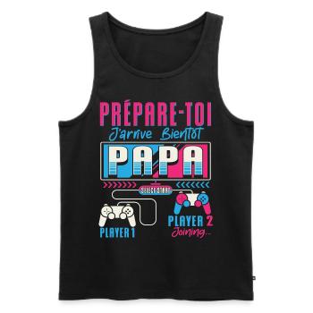 Grossesse Futur Papa Gamers Humour - Débardeur bio Premium Homme - noir - Devant - AI Model Male 178 light (178cm)