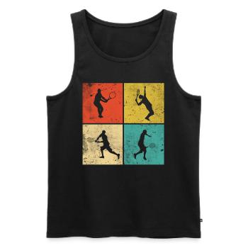 Cadeau rétro de joueur de tennis de tennis - Débardeur bio Premium Homme - noir - Devant - Michal (187cm)