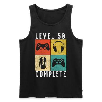 50th birthday level Complete Gaming - Men's Premium Organic Tank Top - black - Front - AI Model Male 178 light (178cm)