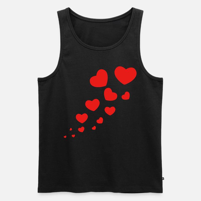 Rote Herzen - Männer Premium Bio Tank Top - Schwarz