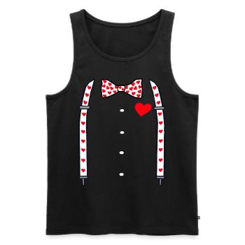 Suspenders with heart bow tie Valentine's day gift - Men's Premium Organic Tank Top - black - Front - Michal (187cm)