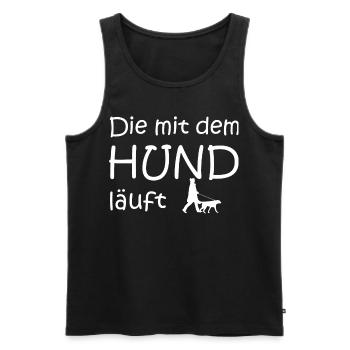 Die mit dem Hund geht SPruch - Männer Premium Bio Tank Top - Schwarz - Vorne - AI Model Male 178 light (178cm)