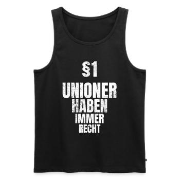 Regel 1 Unioner haben immer recht Fußball Spruch - Männer Premium Bio Tank Top - Schwarz - Vorne - Michal (187cm)