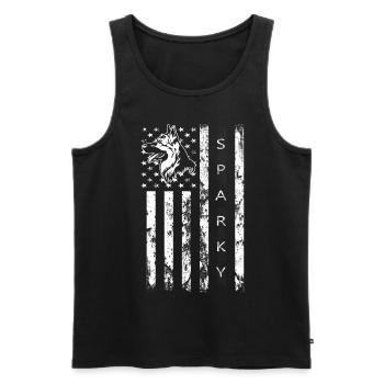 German Shepard American flag graphic - Männer Premium Bio Tank Top - Schwarz - Vorne - AI Model Male 178 light (178cm)