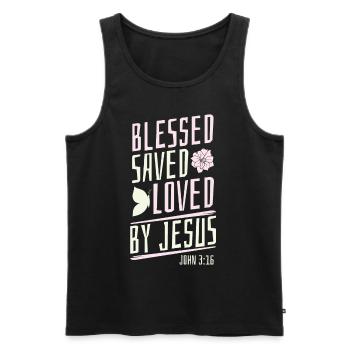 Christian bible verse religion - Men's Premium Organic Tank Top - black - Front - AI Model Male 178 light (178cm)
