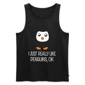 Penguin - J'aime vraiment les pingouins Ok - Débardeur bio Premium Homme - noir - Devant - Michal (187cm)