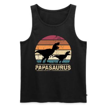 Papasaurus Dinosaurier Kinder Dinos Geschenk - Männer Premium Bio Tank Top - Schwarz - Vorne - AI Model Male 178 light (178cm)