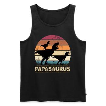 Papasaurus Dinosaurier Kinder Dinos Geschenk - Männer Premium Bio Tank Top - Schwarz - Vorne - AI Model Male 178 light (178cm)