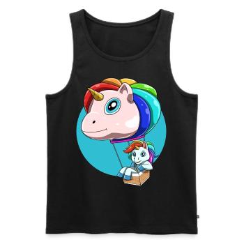 Lustiger Heißluftballon als Einhorn - Männer Premium Bio Tank Top - Schwarz - Vorne - AI Model Male 178 light (178cm)