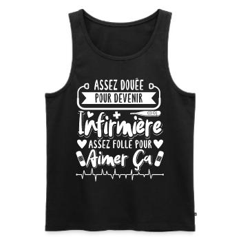 Infirmiere Humour Cadeau - Débardeur bio Premium Homme - noir - Devant - AI Model Male 178 light (178cm)